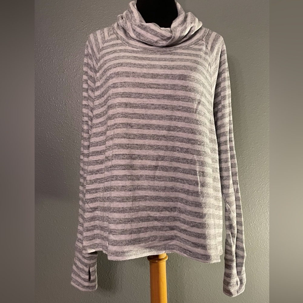 Cable and Gauge Sweater Top with Cowl Neck